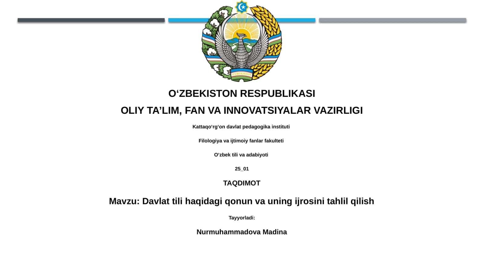 Davlat tili haqidagi qonun va uning ijrosini tahlil qilish 1
