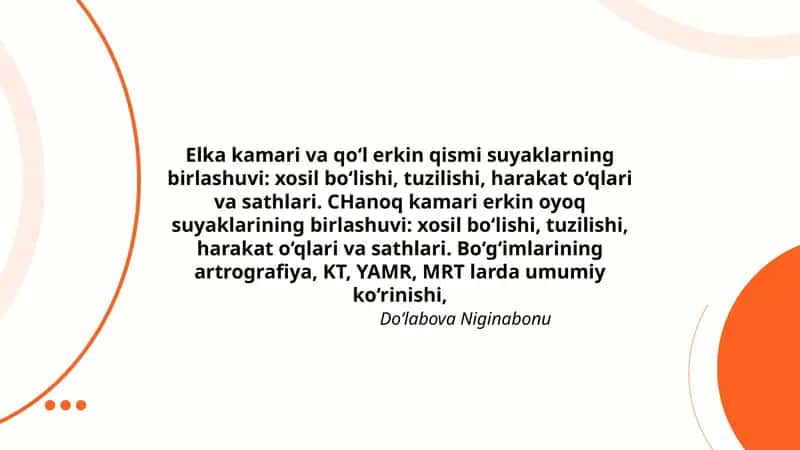Elka kamari va qo‘l erkin qismi suyaklarning birlashuvi 1