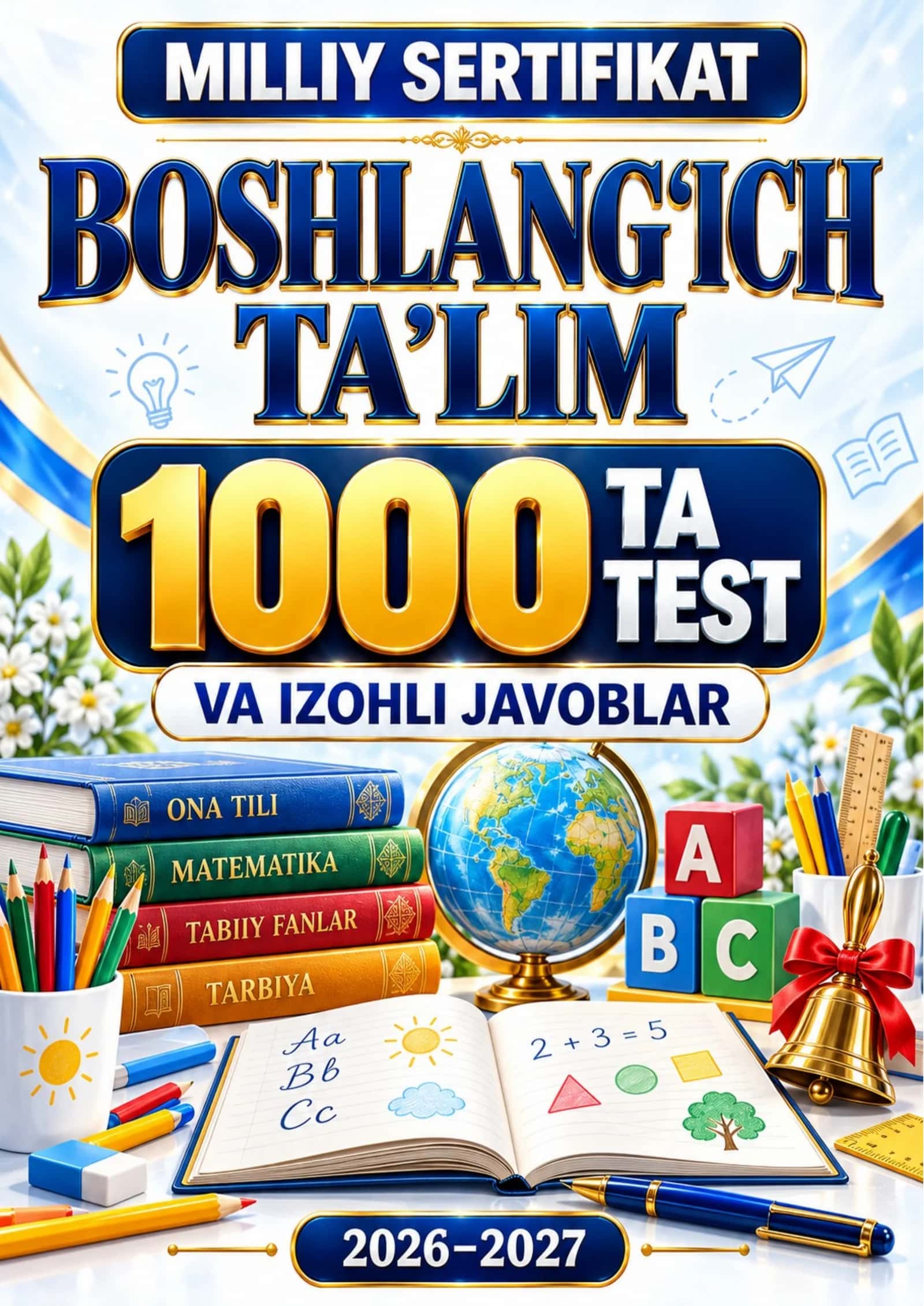 MILLIY SERTIFIKAT/BOSHLANG‘ICH TA’LIM 1000 TA TEST VA IZOHLI JAVOBLAR 2026–2027 1