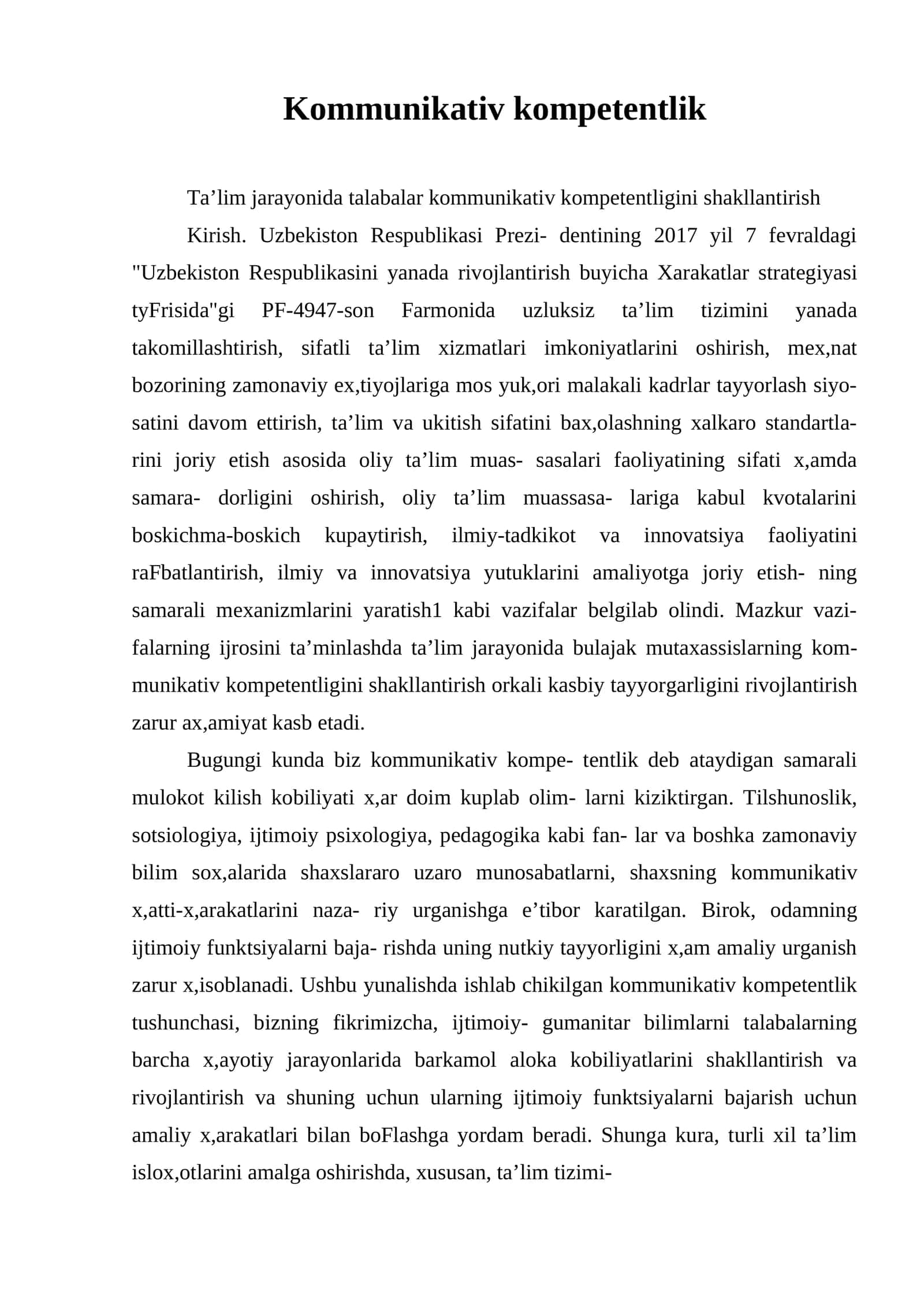 Kommunikativ kompetentlik 1
