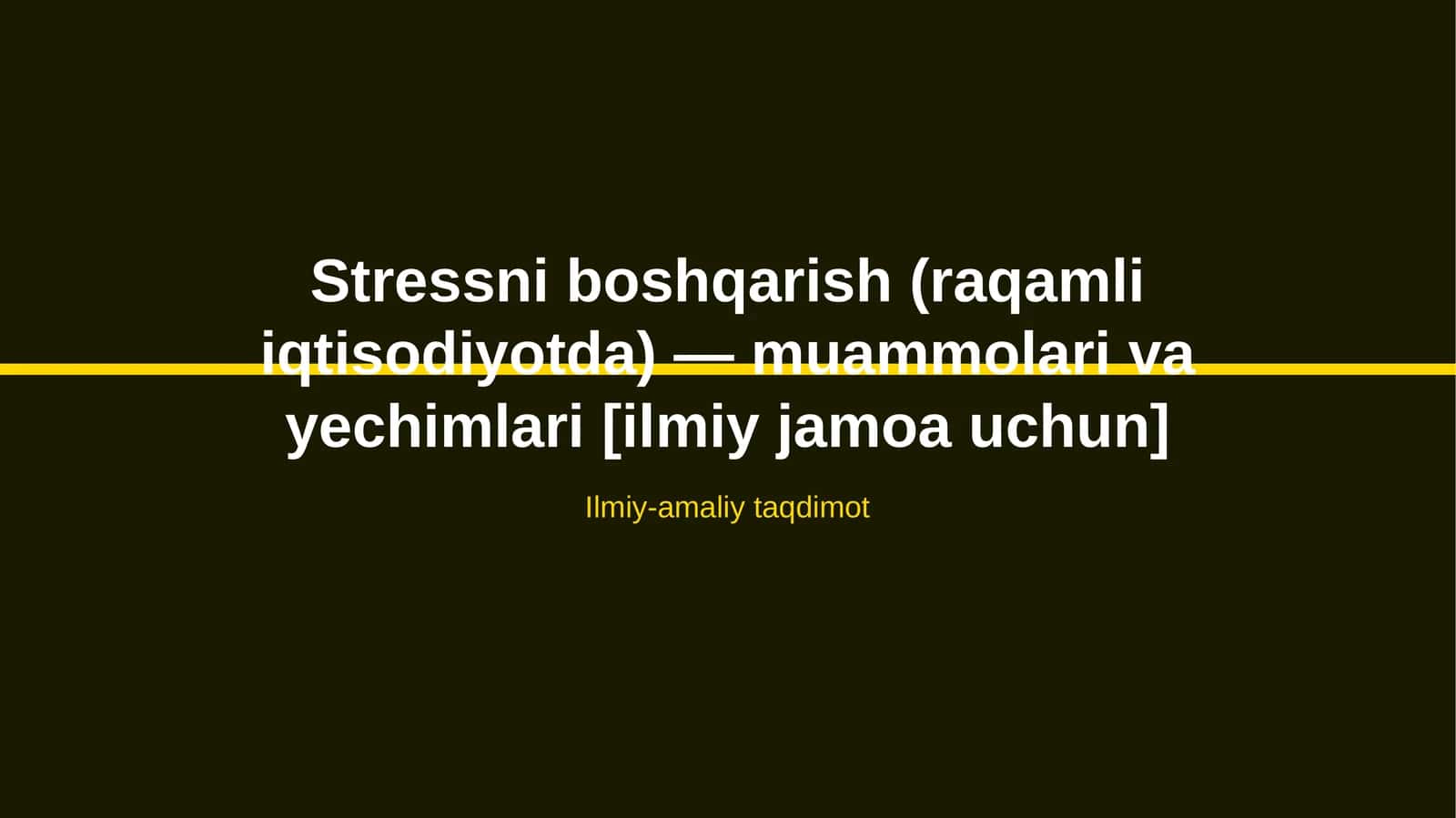 Stressni boshqarish (raqamli iqtisodiyotda) — muammolari va yechimlari [ilmiy jamoa uchun] 1