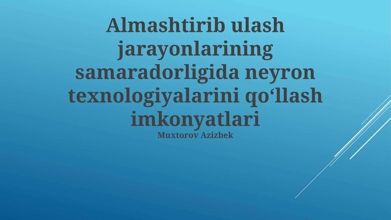 Neyron texnologiyalari 1