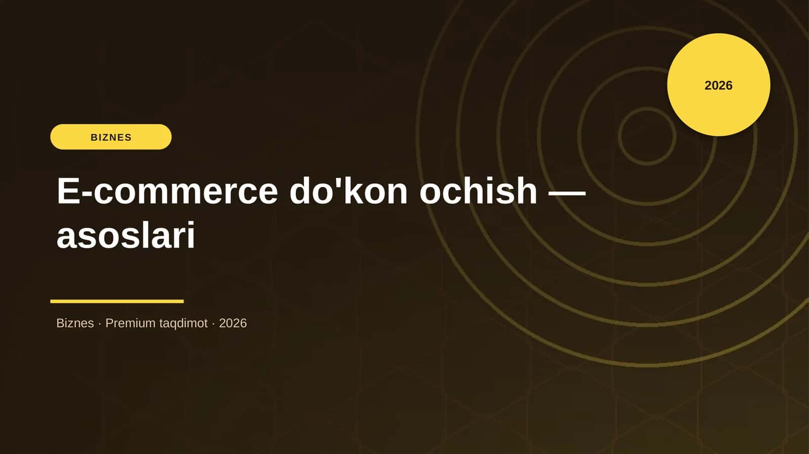 E-commerce do'kon ochish — asoslari 1