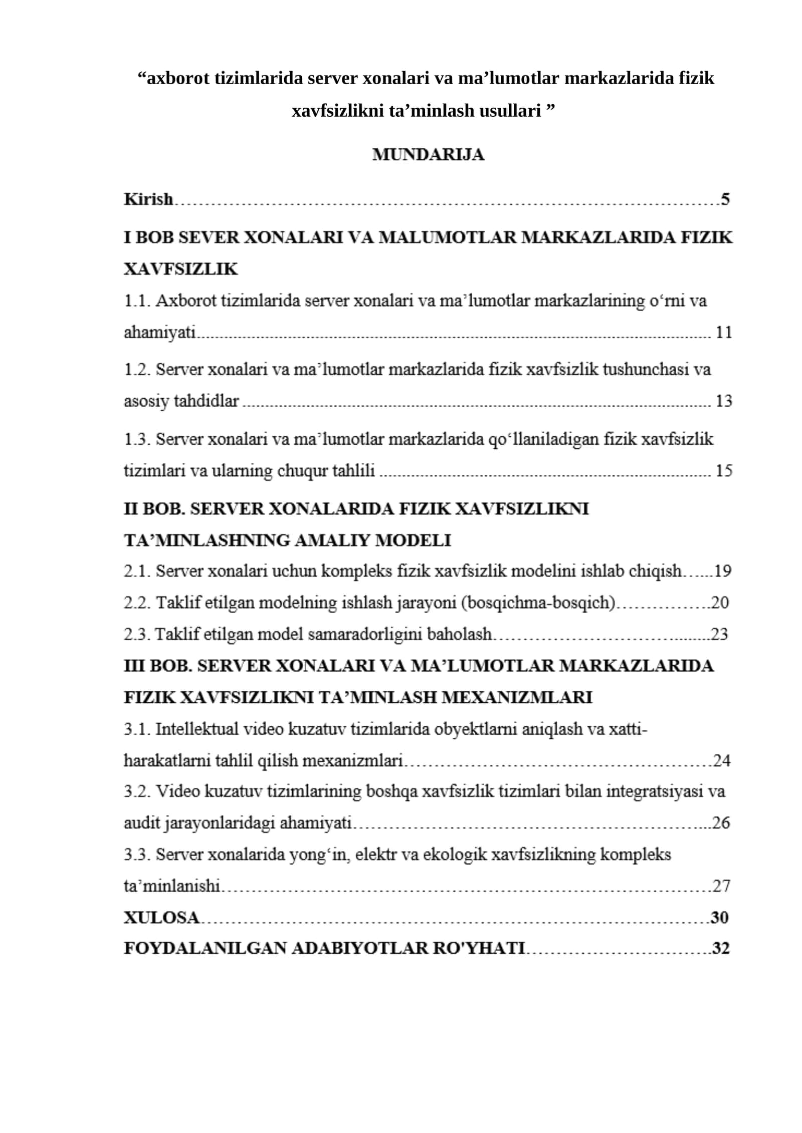 Server xonalari va ma’lumotlar markazlari xavfsizlikni ta’minlash usullari 1