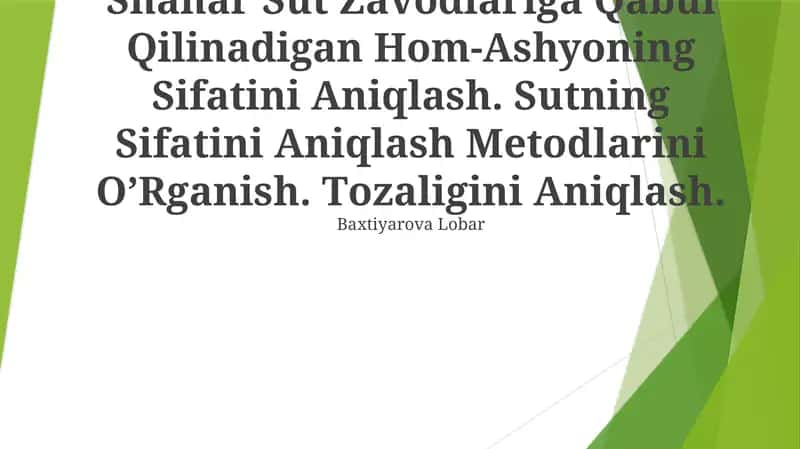 Xom ashyo sifatini nazorat qilish 1