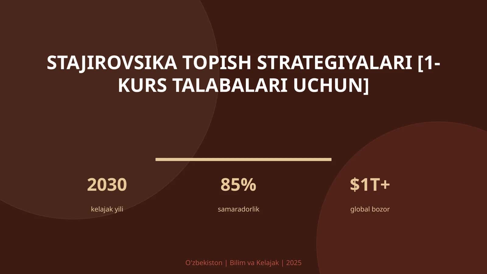 Stajirovsika Topish Strategiyalari [1-Kurs Talabalari Uchun] 1