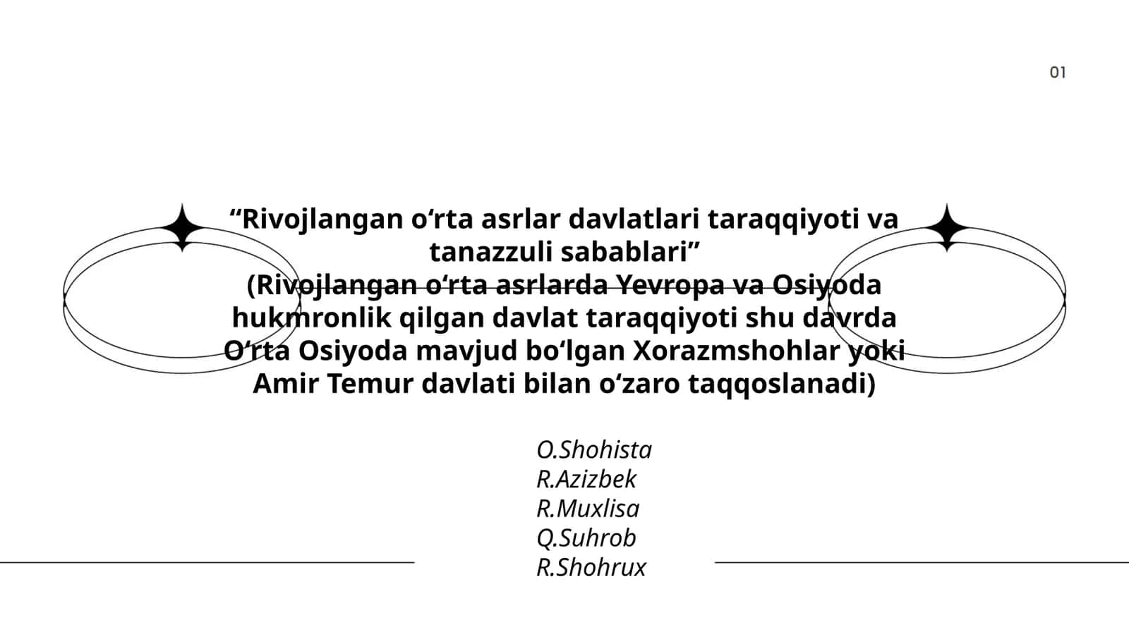"Rivojlangan o‘rta asrlar davlatlari taraqqiyoti va tanazzuli sabablari" 1