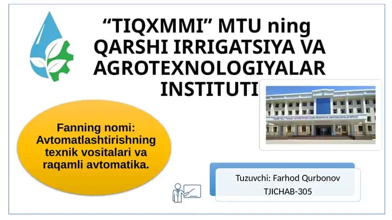 Avtomatlashtirishning texnik vositalari 1