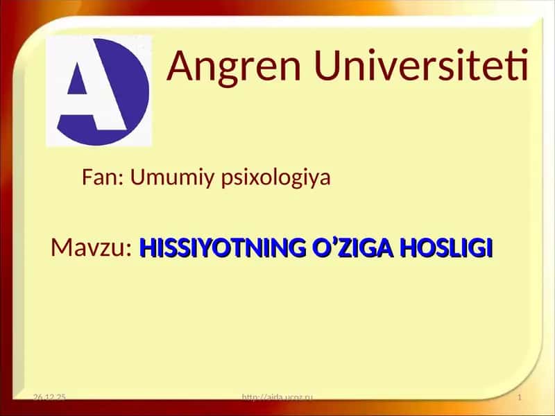 HISSIYOTNING O’ZIGA HOSLIGI 1