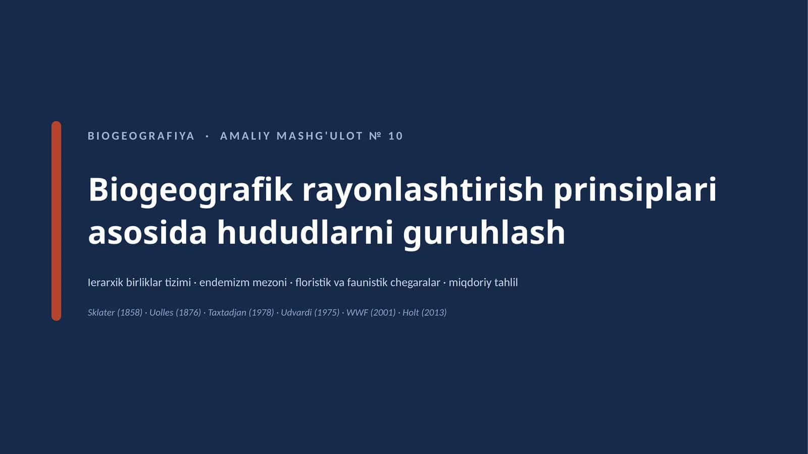 biogeografik rayonlashtirish prinsplari asosida hududlarni guruhlash 1