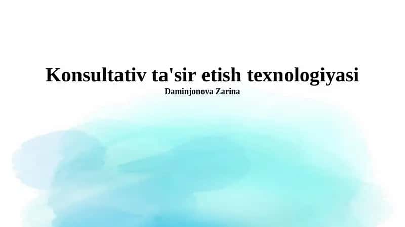 Maslahatchi Ta'sir Texnologiyasi 1