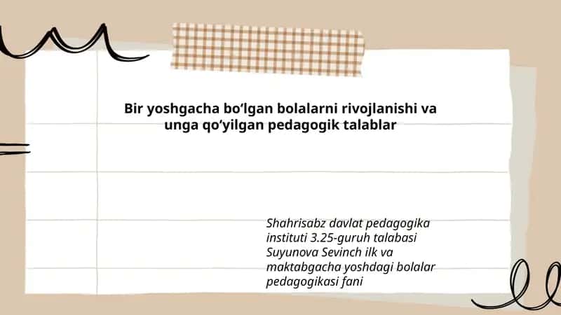 Bolalarni rivojlanishi va unga qoʻyilgan pedagogik talablar 1