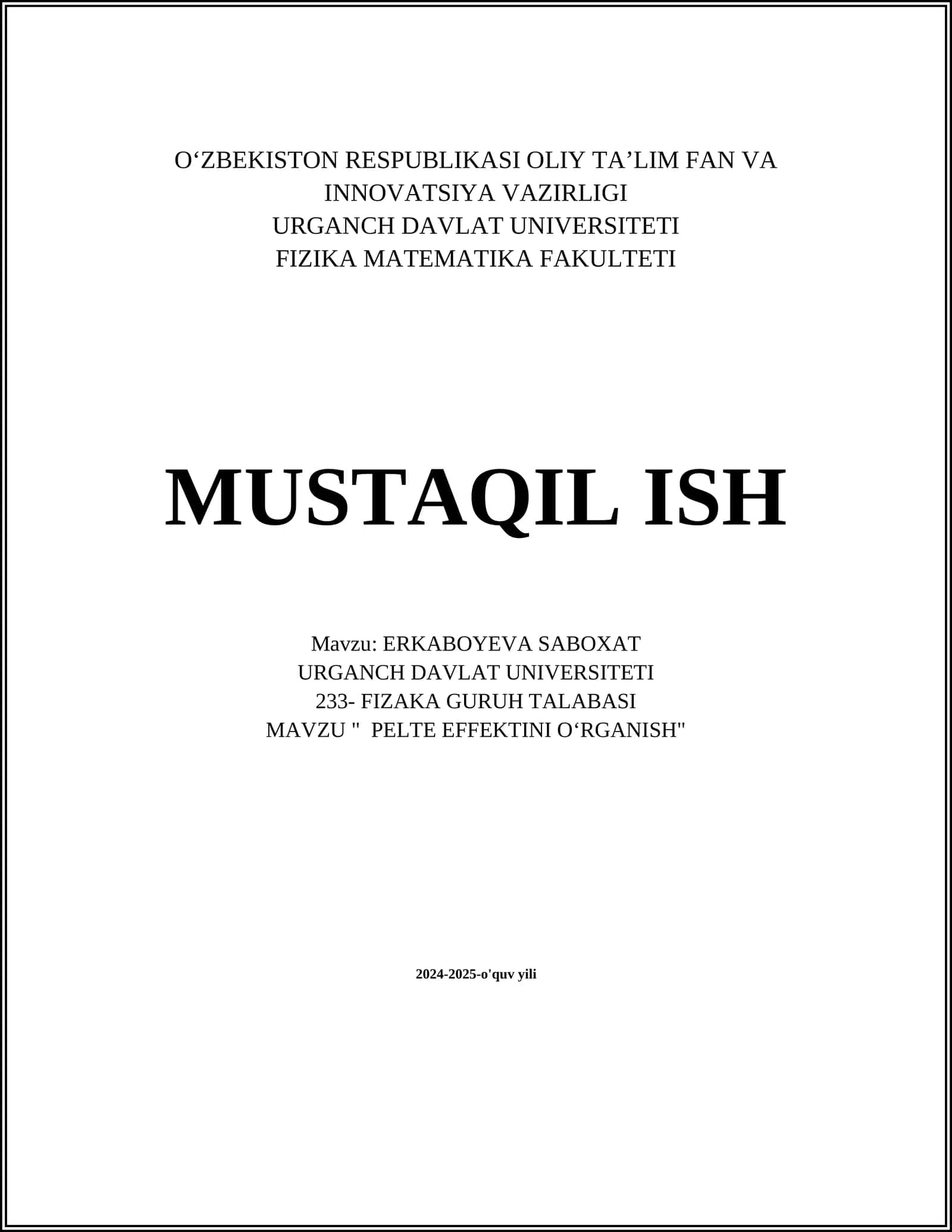 PELTE EFFEKTINI OʻRGANISH 1