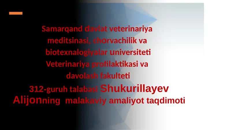 Samarqand Davlat Veterinariya Meditsinasi, Chorvachilik va Biotexnalogiyalar Universiteti 1