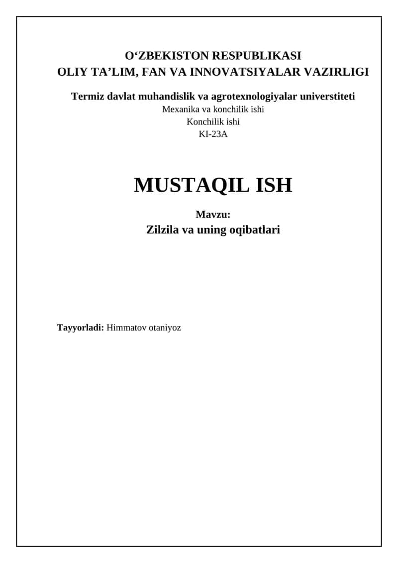 Zilzila: Sabablari, Xususiyatlari va Oqibatlari 1