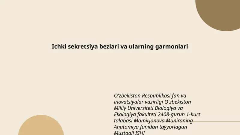 Ichki sekretsiya bezlari va ularning garmonlari 1