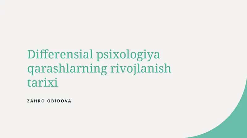 Differensial psixologiya qarashlarning rivojlanish tarixi 1