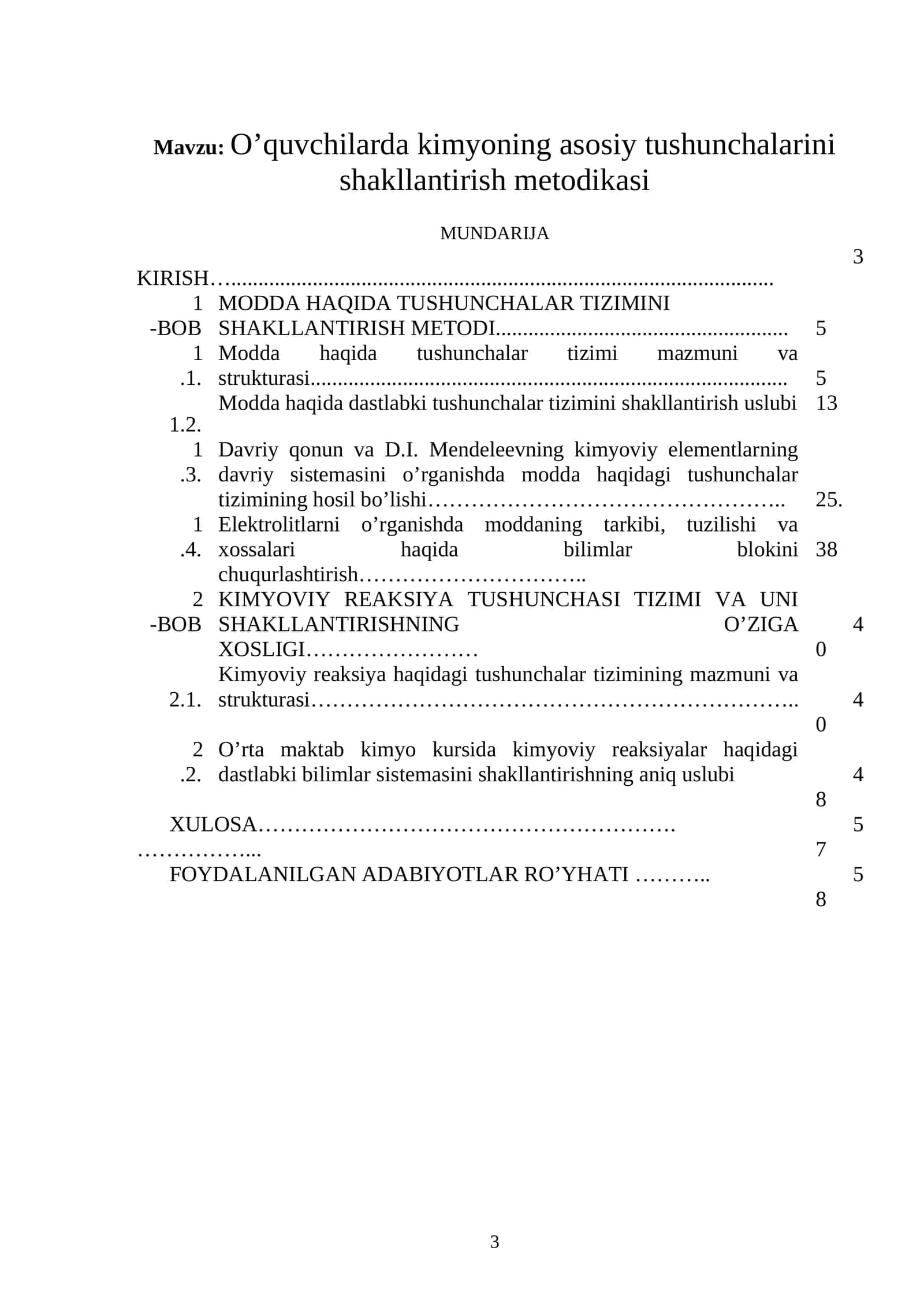 O’quvchilarda kimyoning asosiy tushunchalarini shakllantirish metodikasi 1
