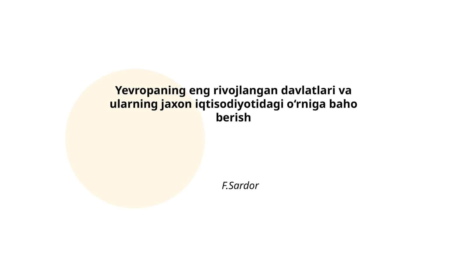 Yevropaning eng rivojlangan davlatlari iqtisodiyoti 1