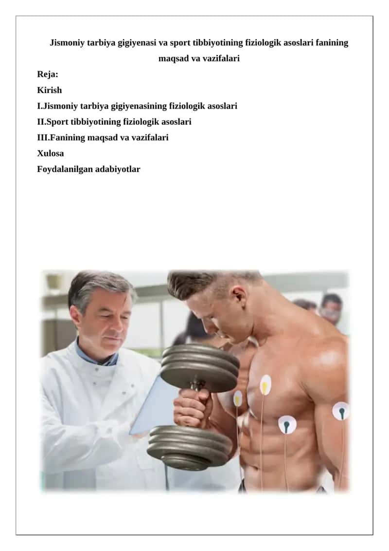Jismoniy tarbiya va sportda gigiyena hamda sport tibbiyotining o'rni 1