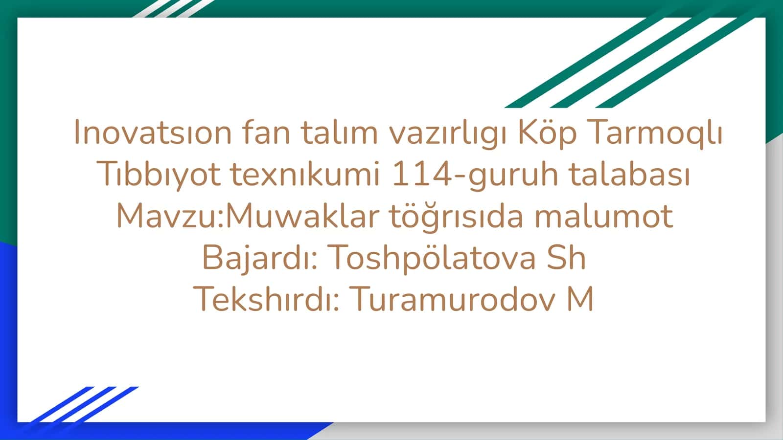 Muwaklar töğrısıda malumot 1