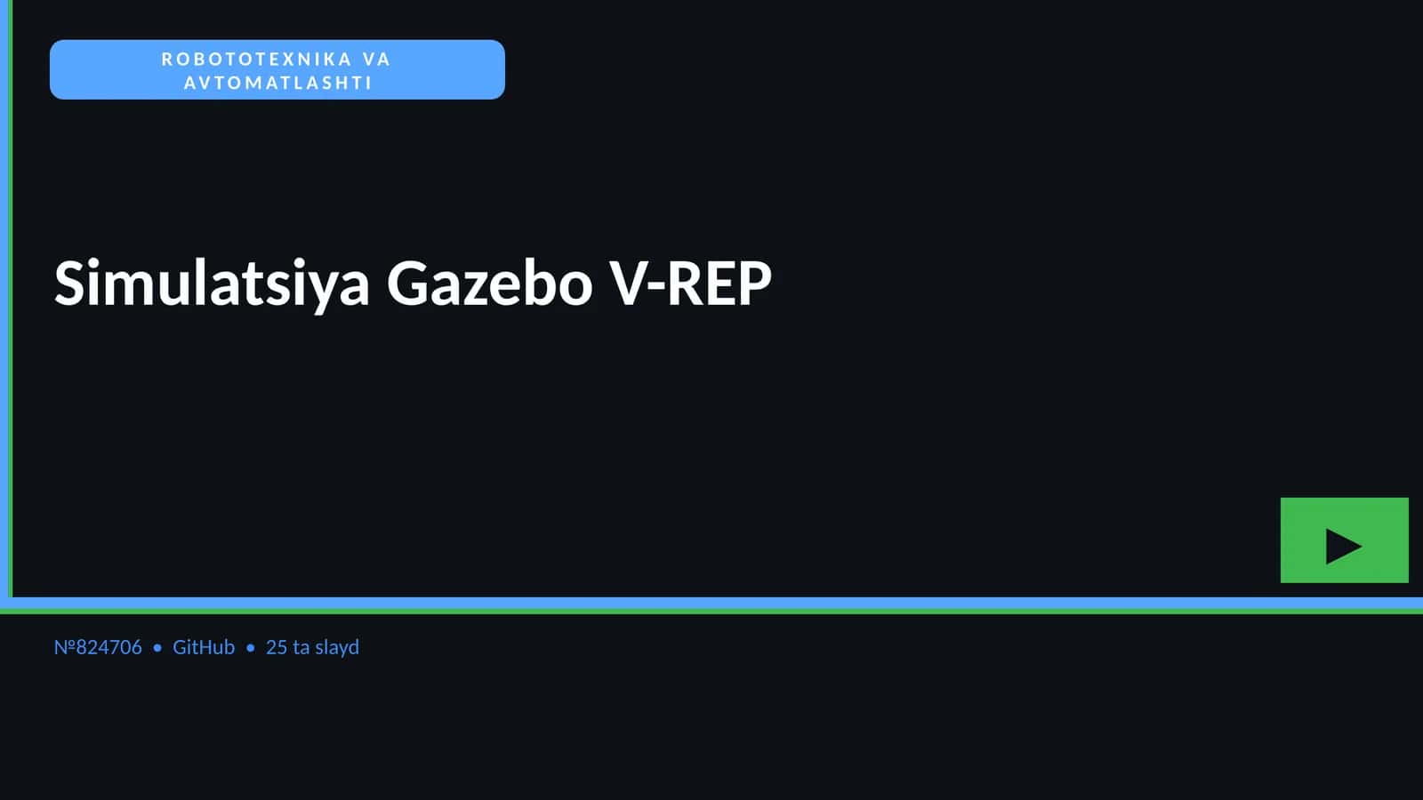 Simulatsiya Gazebo V-REP 1