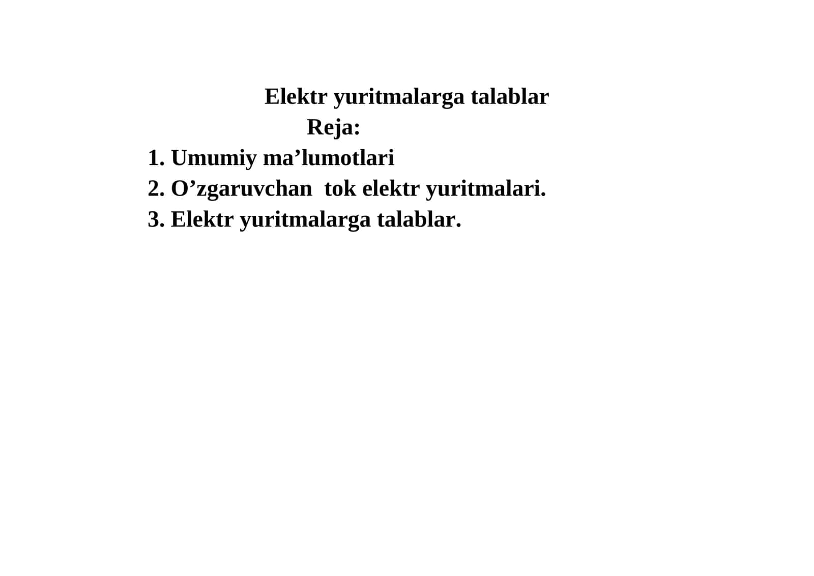 Еlektr yuritmalarga talablar 1