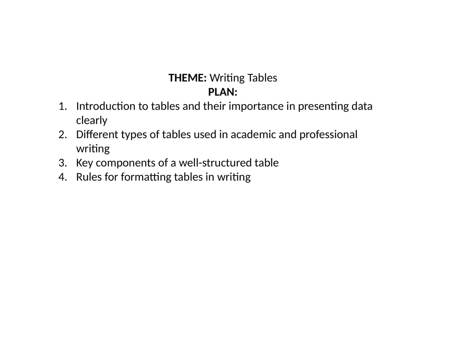 Key Components of a Well-Structured Table 1