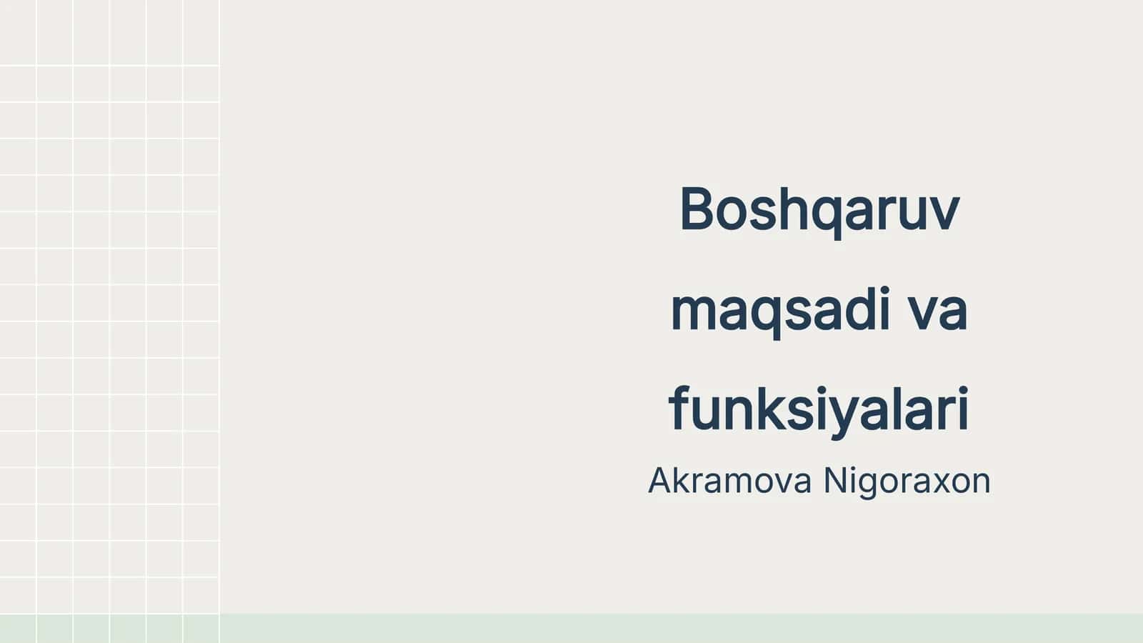 Boshqaruv maqsadi va funksiyalari 1