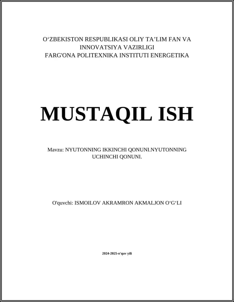 Ikkinchi qonun matematik ifodasi 1