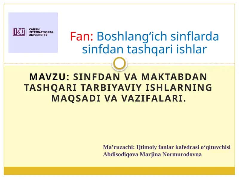 Sinfdan va maktabdan tashqaritarbiyaviy ishlar 1