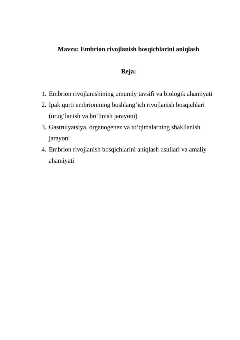 Embrion rivojlanishi 1