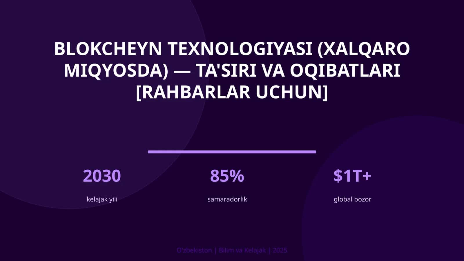 Blokcheyn texnologiyasi (xalqaro miqyosda) — ta'siri va oqibatlari [rahbarlar uchun] 1