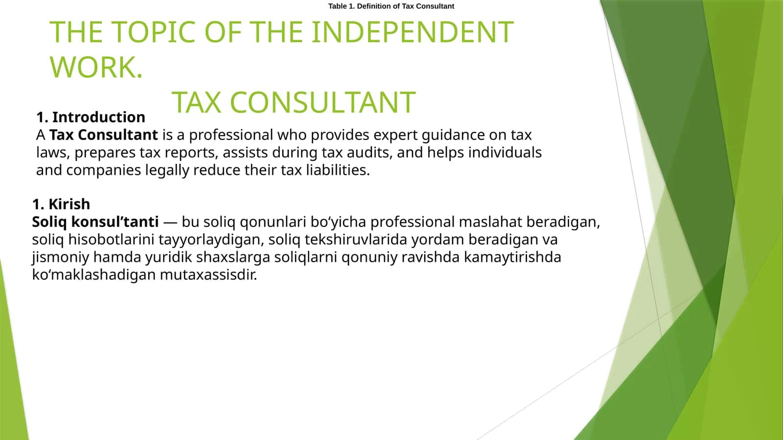 TAX CONSULTANT 1