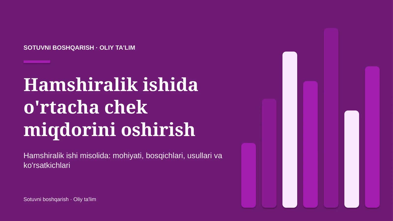 Hamshiralik ishida o'rtacha chek miqdorini oshirish 1