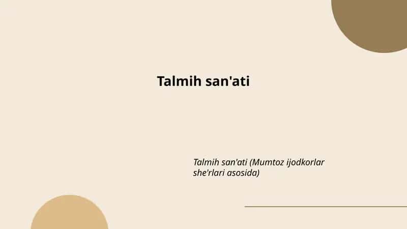 Talmih san'ati 1