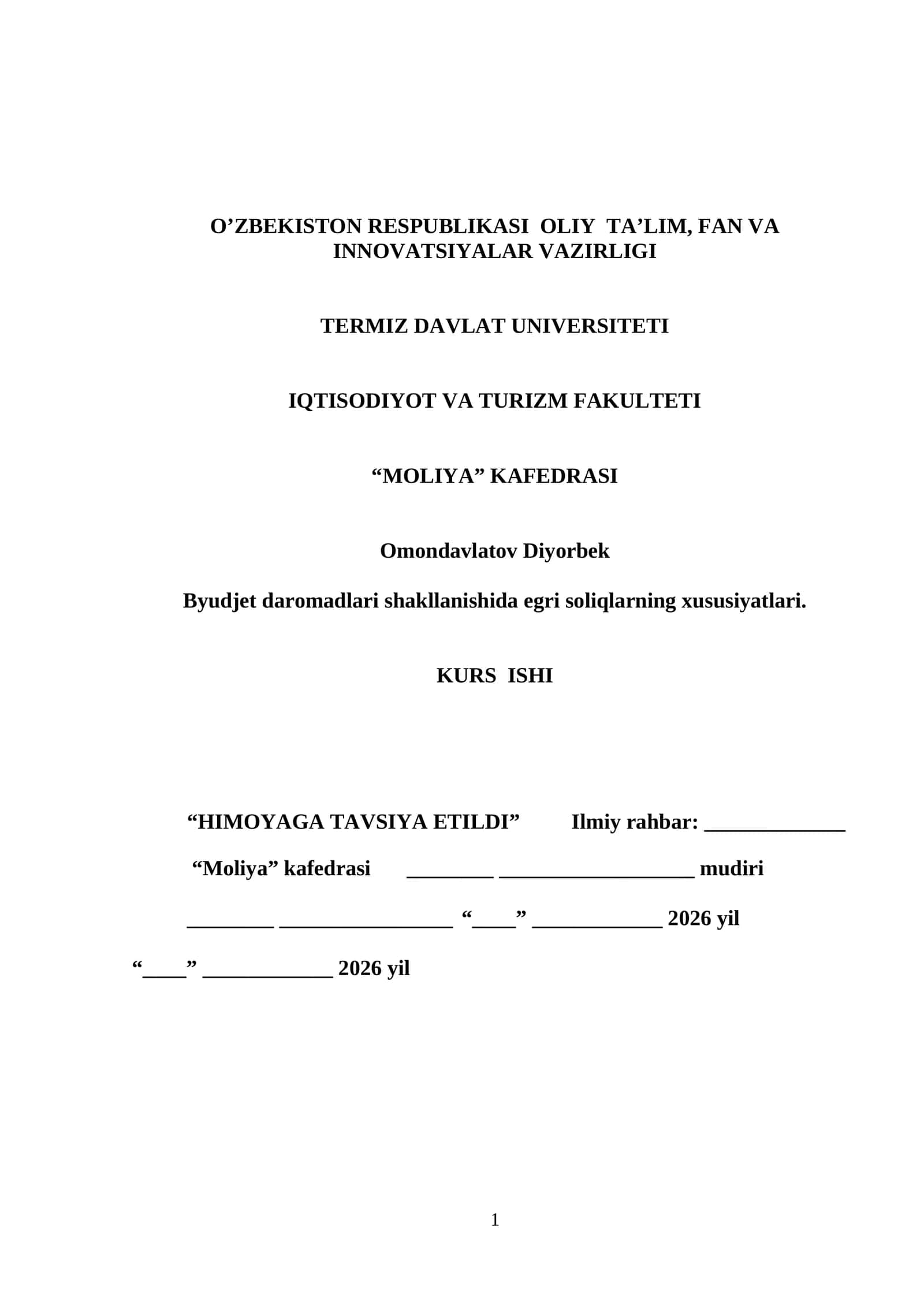 Byudjet daromadlari shakllanishida egri soliqlarning xususiyatlari 1