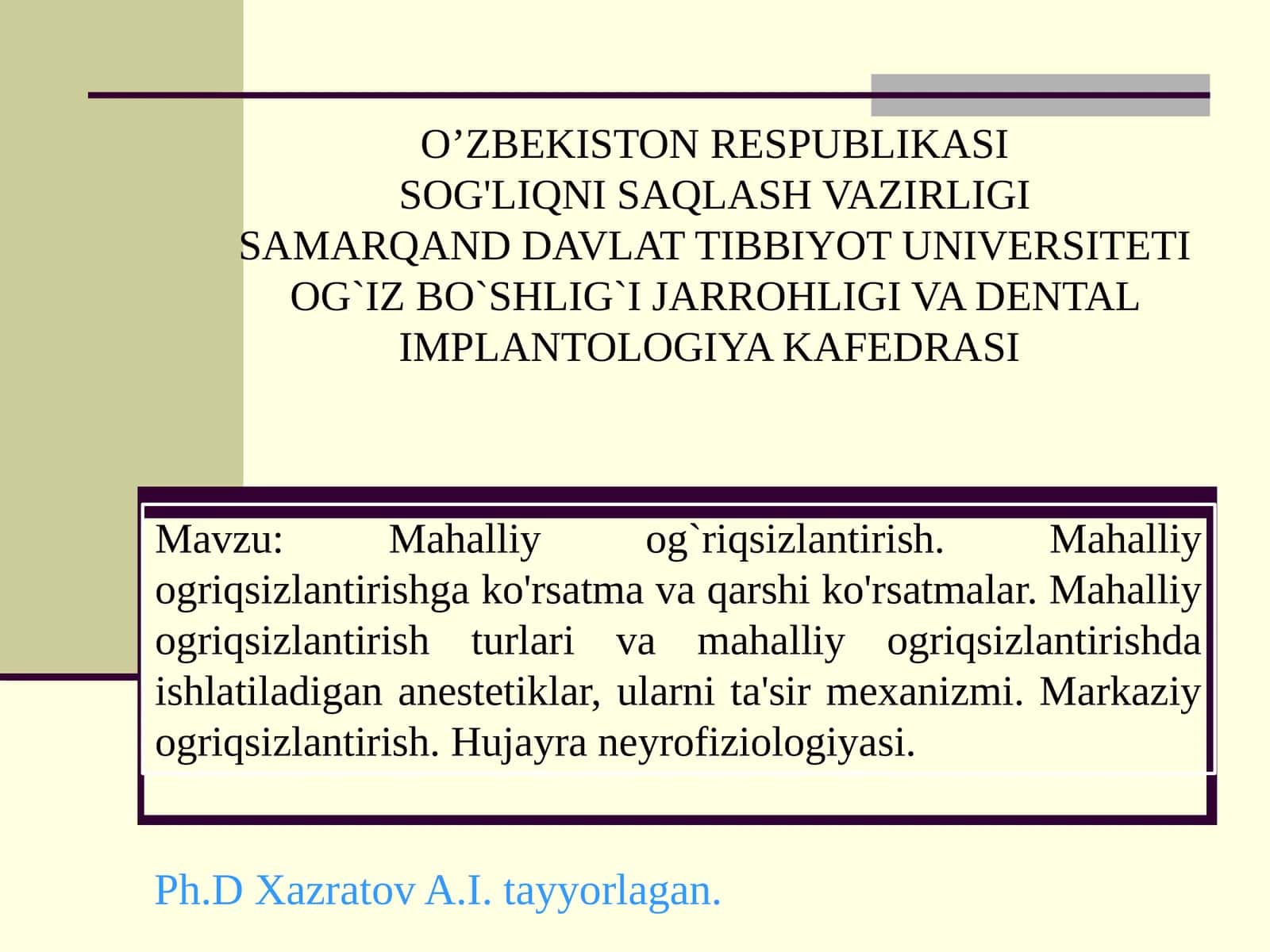 Mahalliy og'riqsizlantirish 1