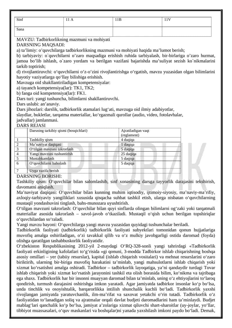 Tadbirkorlikning mazmuni va mohiyati 1