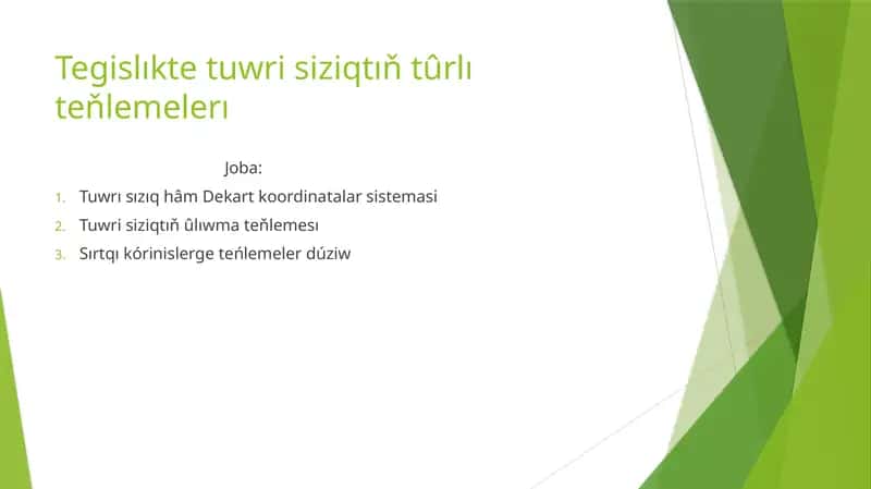 Tuwri siziqtıň teňlemesi 1