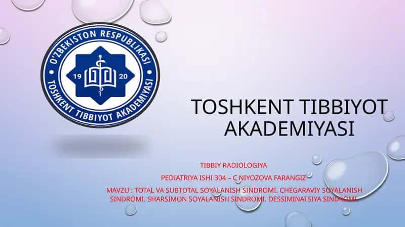 Total vasubtotal so'yalanish sindromi 1