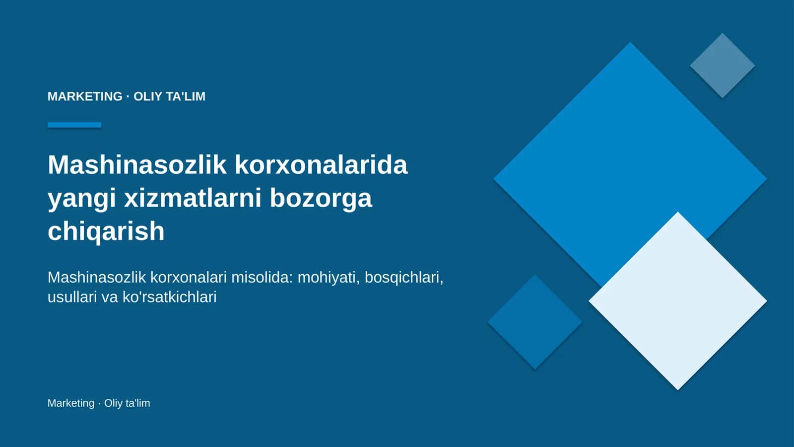 mashinasozlik korxonalarida yangi xizmatlarni bozorga chiqarish 6101 1