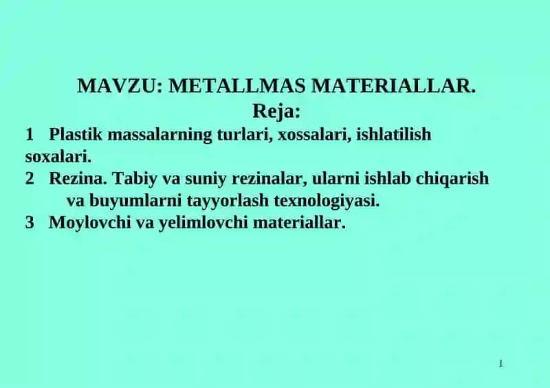 METALLMAS MATERIALLAR