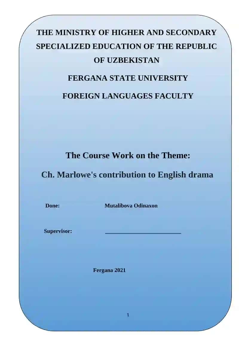 Ch. Marlowe's contribution to English drama