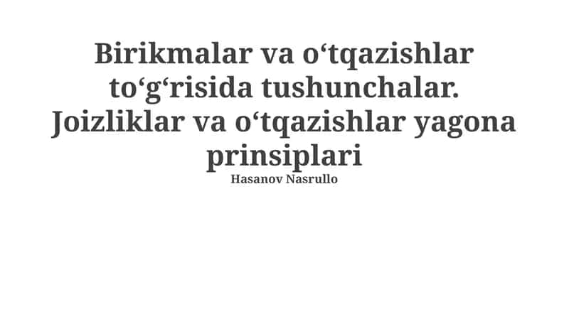Birikmalar va oʻtqazishlar toʻgʻrisida tushunchalar 1