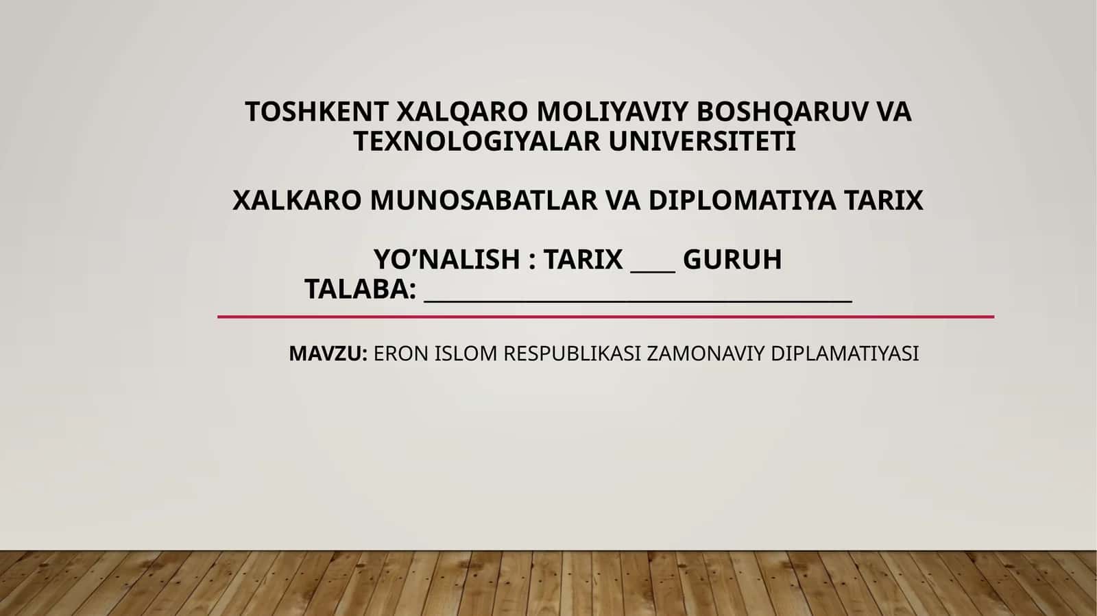 Eron Islom Respublikasi zamonaviy diplomatiyasi 1