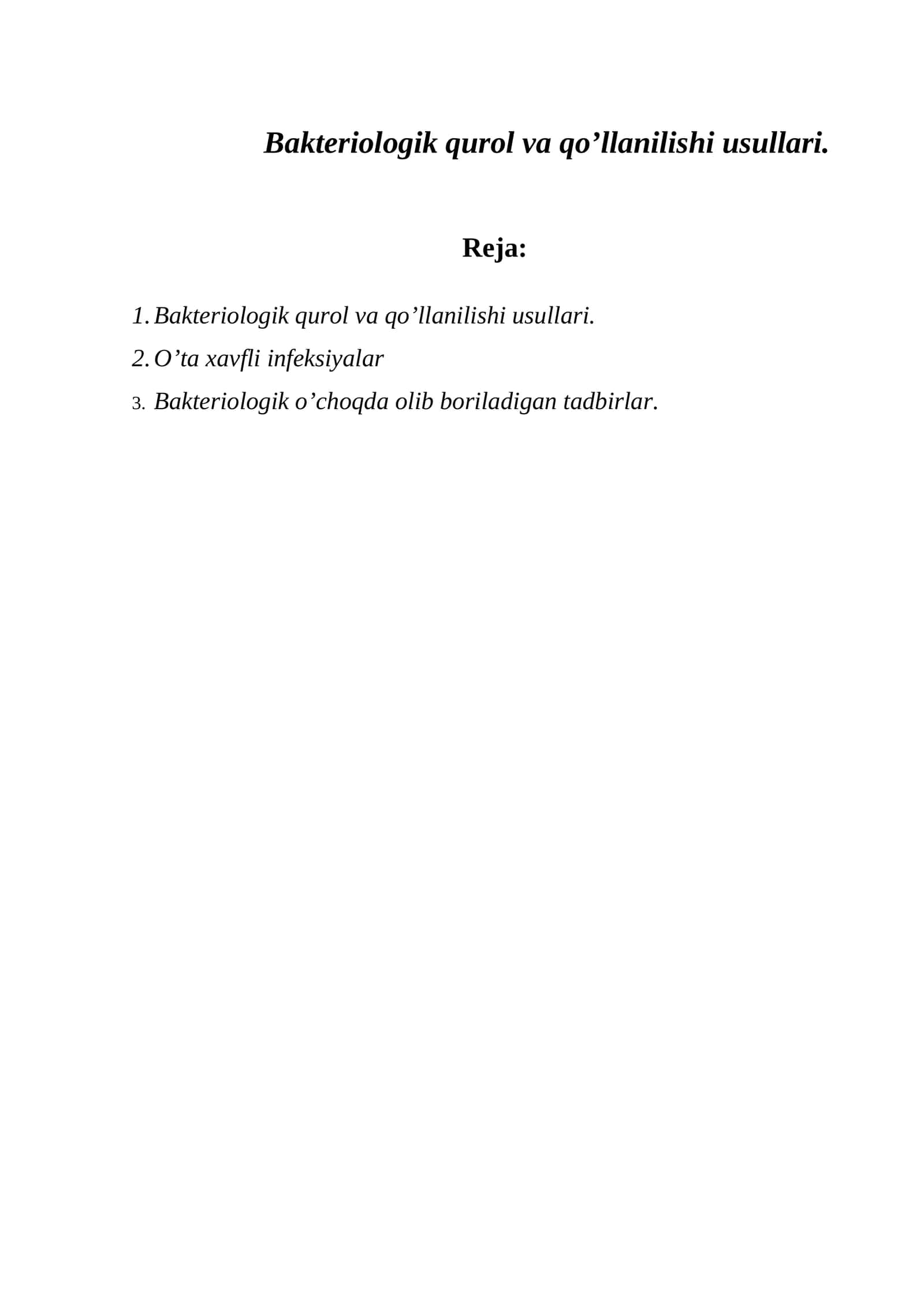 Bakteriologik qurol va qo’llanilishi usullari 1
