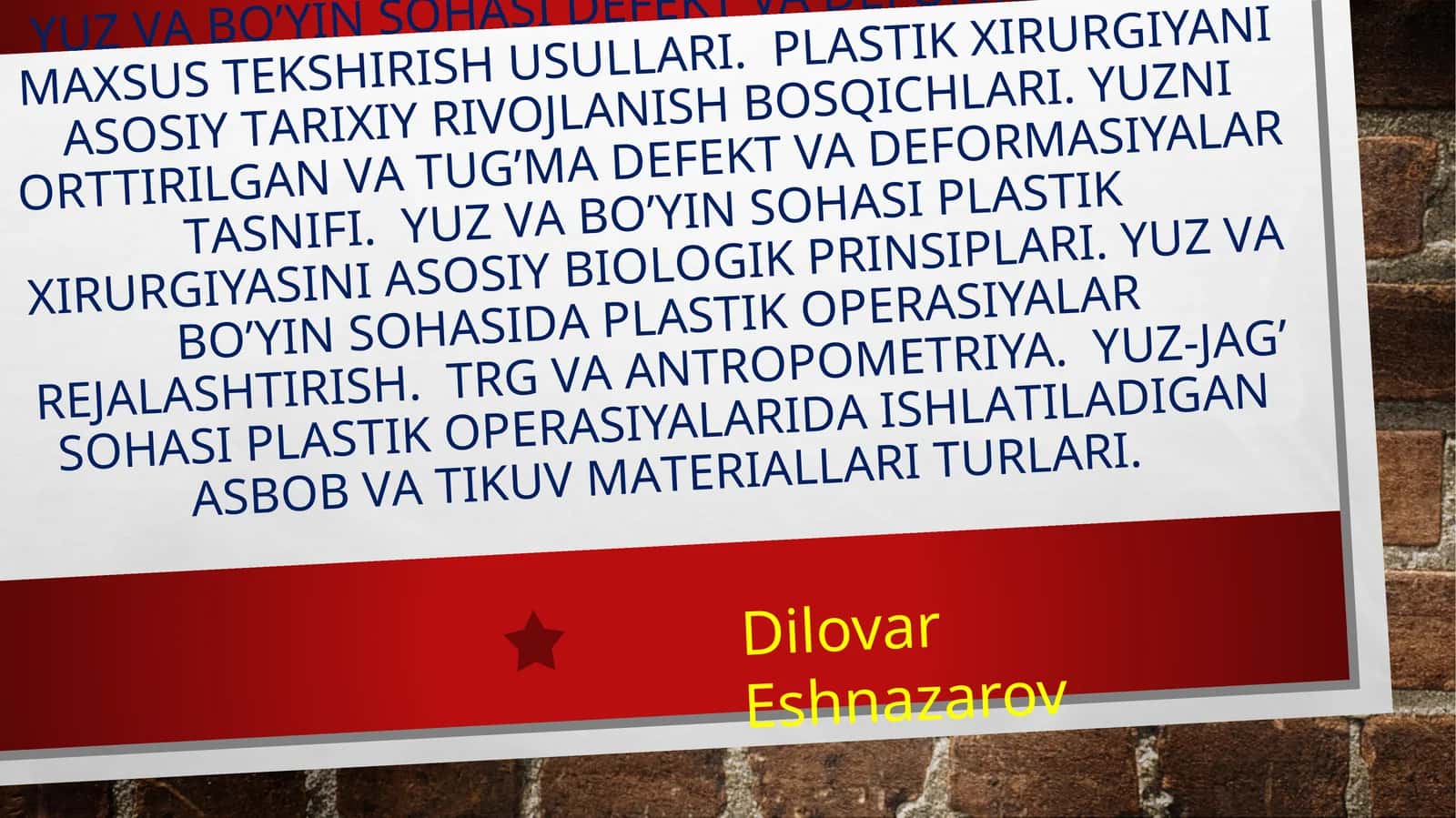 Yuz va bo’yin sohasi defekt va deformasiyalari maxsus tekshirish usullari 1