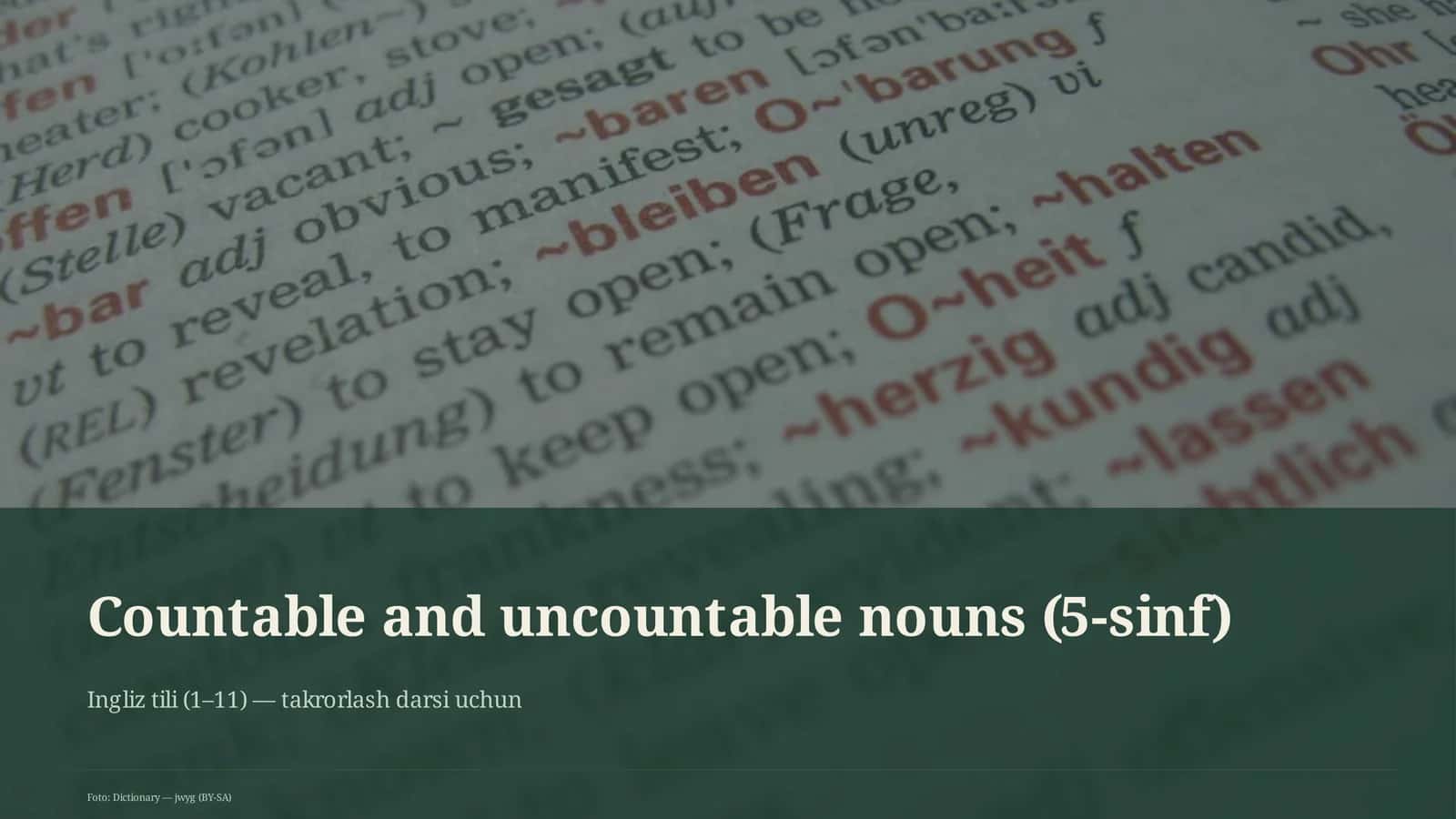 Countable and uncountable nouns (5-sinf) 1