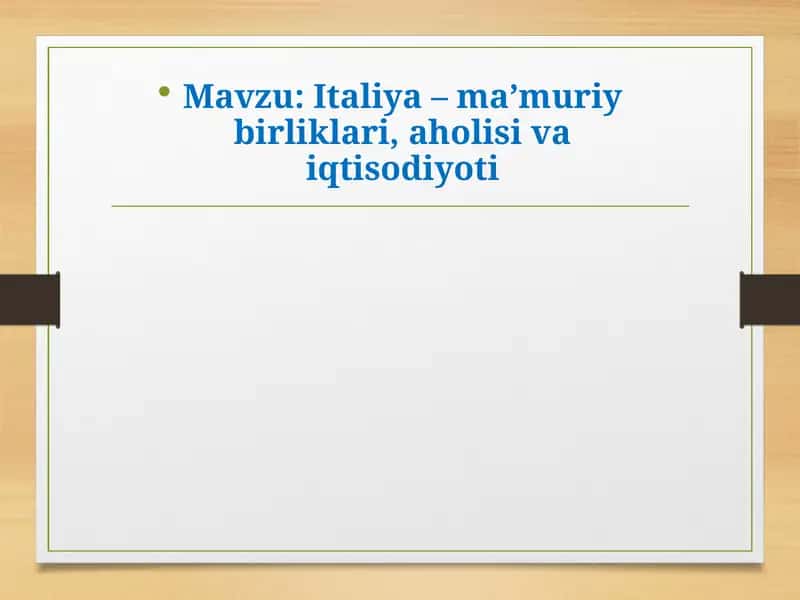 Italiya–ma’muriy birliklari, aholisi va iqtisodiyoti 1